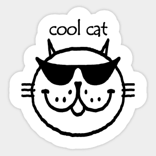 cool cat (black outline) Sticker